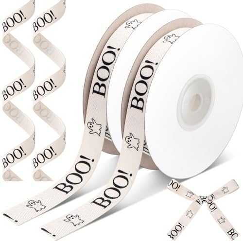 Wavwavw 20 Yards Ghost Boo Halloween Baumwollband, natürliches 1,6 cm 100 % Baumwolle, Fischgräten-Twill-Band für Basteln, Geschenkverpackungen, Geburtstagsdekorationen, 2 Rollen Wavwavw 20 Yards Ghost Boo Halloween Baumwollband, natürliches 1,6 cm 100 % Baumwolle, Fischgräten-Twill-Band für Basteln, Geschenkverpackungen, Geburtstagsdekorationen, 2 Rollen von Wavwavw