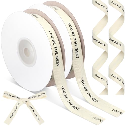 Wavwavw Baumwollband mit der Aufschrift "You're The Best You're The Best", 100 % Baumwolle, Fischgrätenmuster, Köperband für Bastelarbeiten, Geschenkverpackungen, Lehrer, Wertschätzung von Wavwavw