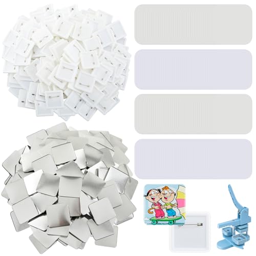 Wavwavw Set mit 200 quadratischen Anstecknadeln, 5,1 x 5,1 cm, für quadratische Knopfmacher, DIY-Pin-Abzeichenteile, Nachfüllpackung (transparent) von Wavwavw