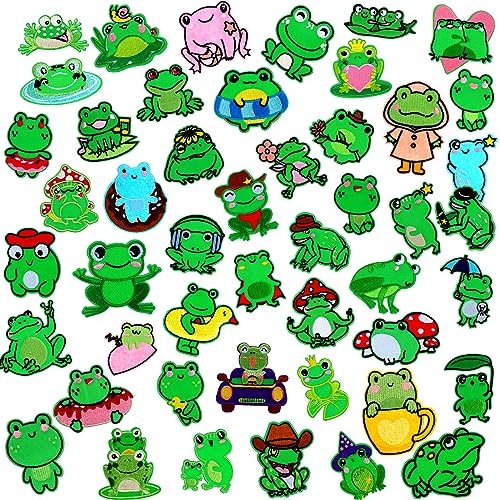 Wavyknot 48 Stück Frosch-Aufnäher zum Aufbügeln für Kleidung, Cartoon-Tier-Aufnäher, bestickt, niedliche Flicken für Frosch-Tag, Kleidung, zum Aufnähen auf Jacken, Rucksäcke, Hüte, Kleider, Stoff für Wavyknot 48 Stück Frosch-Aufnäher zum Aufbügeln für Kleidung, Cartoon-Tier-Aufnäher, bestickt, niedliche Flicken für Frosch-Tag, Kleidung, zum Aufnähen auf Jacken, Rucksäcke, Hüte, Kleider, Stoff für von Wavyknot