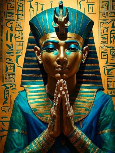 5D Diamond Painting Pharao Diamond Painting Erwachsene DIY äGyptischer Pharao Diamond Painting Set, Diamond-Painting Kinder Anfänger Stickerei Kreuzstich Basteln, Wandzimmer Deko Geschenk 30x40cm -Xj von Waxonle