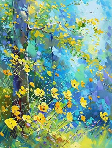 Malen Nach Zahlen Baum Malen Nach Zahlen Erwachsene Blume Paint by Numbers Mit 3 - Pinseln und Acrylfarbe Farbe Leinwand Kreativ Set für Erwachsene Kinder Geschenke und Home Haus Deko 50x65cm -r9W von Waxonle