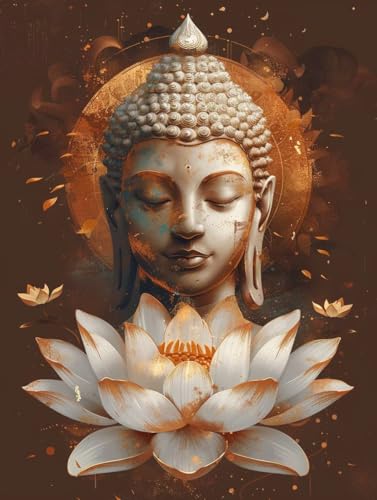 Malen Nach Zahlen Blume Malen Nach Zahlen Erwachsene Buddha Paint by Numbers Mit 3 - Pinseln und Acrylfarbe Farbe Leinwand Kreativ Set für Erwachsene Kinder Geschenke und Home Haus Deko 50x65cm -r82 von Waxonle