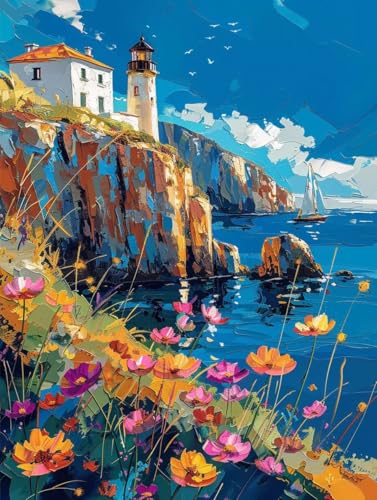 Malen Nach Zahlen Blume Malen Nach Zahlen Erwachsene Landschaft Paint by Numbers Mit 3 - Pinseln und Acrylfarbe Farbe Leinwand Kreativ Set für Erwachsene Geschenke und Home Haus Deko 60x80cm -i68X von Waxonle