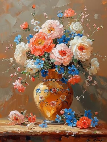 Malen Nach Zahlen Blume Malen Nach Zahlen Erwachsene Rose Paint by Numbers Mit 3 - Pinseln und Acrylfarbe Farbe Leinwand Kreativ Set für Erwachsene Kinder Geschenke und Home Haus Deko 70x95cm -d38S von Waxonle