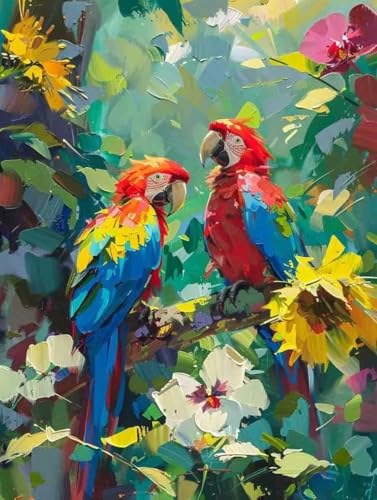 Malen Nach Zahlen Blume Malen Nach Zahlen Erwachsene Vogel Paint by Numbers Mit 3 - Pinseln und Acrylfarbe Farbe Leinwand Kreativ Set für Erwachsene Kinder Geschenke und Home Haus Deko 50x65cm -j69Q von Waxonle