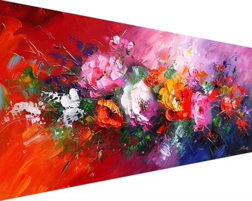 Malen Nach Zahlen Erwachsene Blume Malen Nach Zahlen BläTter, DIY Paint by Numbers Adult Kinder Mit Pinseln und Acrylfarbe Malen Nach Zahlen Set für Geschenke und Home Haus Deko(Rahmenlos,40x80cm) 5-3 von Waxonle