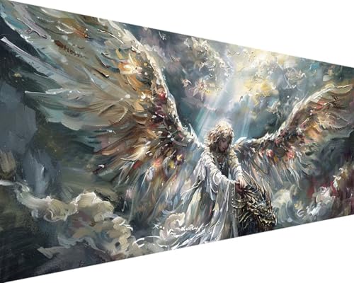 Malen Nach Zahlen Erwachsene FlüGel Malen Nach Zahlen Engel DIY Paint by Numbers Adult Kinder Mit Pinseln und Acrylfarbe Malen Nach Zahlen Set für Geschenke und Home Haus Deko (Rahmenlos,40x80cm) 6-9 von Waxonle