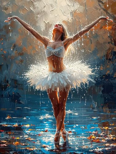 Malen Nach Zahlen Erwachsene mit Rahmen Frau Malen Nach Zahlen Ballett Paint by Numbers Kreativ Set mit Pinseln und Acrylfarben Farbe Handgemalt Ölgemälde Leinwand Kit, Deko Wohnzimmer 40x50cm -d317 von Waxonle