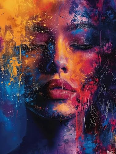 Malen Nach Zahlen Erwachsene mit Rahmen Frau Malen Nach Zahlen Porträt Paint by Numbers Kreativ Set mit Pinseln und Acrylfarben Farbe Handgemalt Ölgemälde Leinwand Kit, Deko Wohnzimmer 50x65cm -r1F von Waxonle