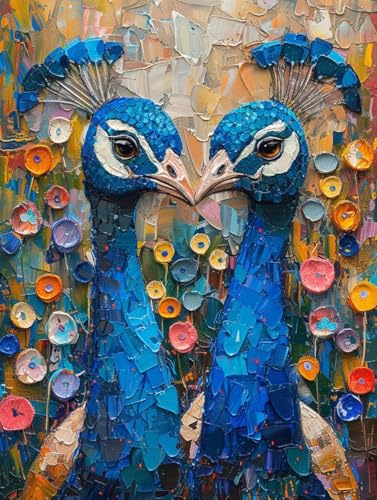 Malen Nach Zahlen Erwachsene ohne Rahmen Blume Malen Nach Zahlen Pfau Paint by Numbers Kreativ Set mit Pinseln und Acrylfarben Farbe Handgemalt Ölgemälde Leinwand Kit, Deko Wohnzimmer 70x95cm -d491 von Waxonle