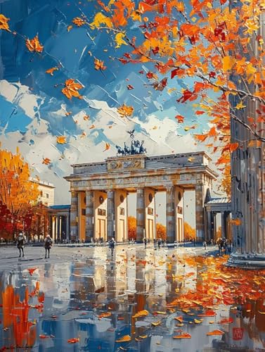 Malen Nach Zahlen Erwachsene ohne Rahmen Landschaft Malen Nach Zahlen Architektur Paint by Numbers mit 3 Pinseln und Acrylfarben Farbe Handgemalt Ölgemälde Leinwand Kit, Deko Wohnzimmer 60x80cm -d295 von Waxonle