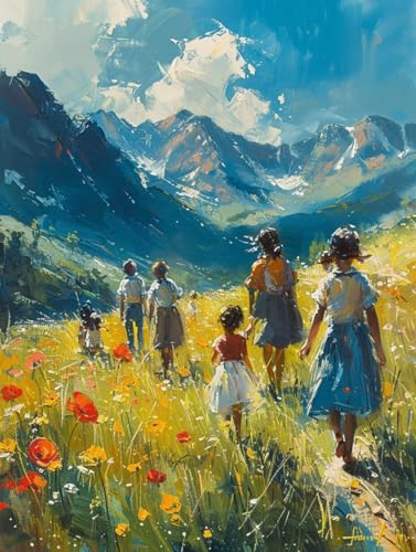 Malen Nach Zahlen Erwachsene ohne Rahmen Landschaft Malen Nach Zahlen Berg Paint by Numbers Kreativ Set mit Pinseln und Acrylfarben Farbe Handgemalt Ölgemälde Leinwand, Deko Wohnzimmer 60x80cm -r1K von Waxonle
