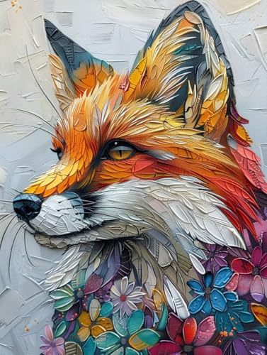 Malen Nach Zahlen Erwachsene ohne Rahmen Tier Malen Nach Zahlen Fuchs Paint by Numbers Kreativ Set mit Pinseln und Acrylfarben Farbe Handgemalt Ölgemälde Leinwand Kit, Deko Wohnzimmer 100x135cm -d470 von Waxonle