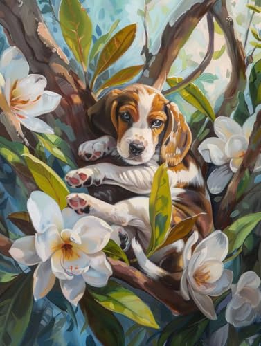 Malen Nach Zahlen Hund Malen Nach Zahlen Erwachsene Tier Paint by Numbers Mit 3 - Pinseln und Acrylfarbe Farbe Leinwand Kreativ Set für Erwachsene Kinder Geschenke und Home Haus Deko 60x80cm -r73C von Waxonle