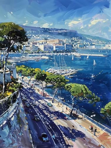Malen Nach Zahlen Landschaft Malen Nach Zahlen Erwachsene Meer Paint by Numbers Mit 3 - Pinseln und Acrylfarbe Farbe Leinwand Kreativ Set für Erwachsene Geschenke und Home Haus Deko 60x80cm -e65H von Waxonle