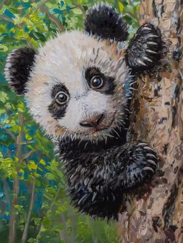 Malen Nach Zahlen Panda Malen Nach Zahlen Erwachsene Baum Paint by Numbers Mit 3 - Pinseln und Acrylfarbe Farbe Leinwand Kreativ Set für Erwachsene Kinder Geschenke und Home Haus Deko 60x80cm -e750 von Waxonle