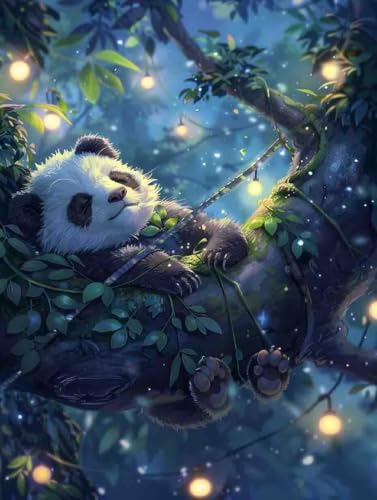 Malen Nach Zahlen Sternenhimmel Malen Nach Zahlen Erwachsene Panda Paint by Numbers Mit 3 - Pinseln und Acrylfarbe Farbe Leinwand Kreativ Set für Erwachsene Geschenke und Home Haus Deko 60x80cm -a18 von Waxonle