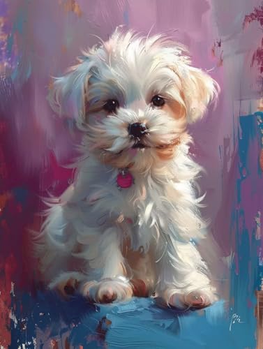 Malen Nach Zahlen Tier Malen Nach Zahlen Erwachsene Hund Paint by Numbers Mit 3 - Pinseln und Acrylfarbe Farbe Leinwand Kreativ Set für Erwachsene Kinder Geschenke und Home Haus Deko 50x65cm -i716 von Waxonle