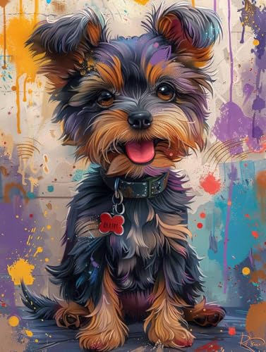 Malen Nach Zahlen Tier Malen Nach Zahlen Erwachsene Hund Paint by Numbers Mit 3 - Pinseln und Acrylfarbe Farbe Leinwand Kreativ Set für Erwachsene Kinder Geschenke und Home Haus Deko 60x80cm -d21Y von Waxonle