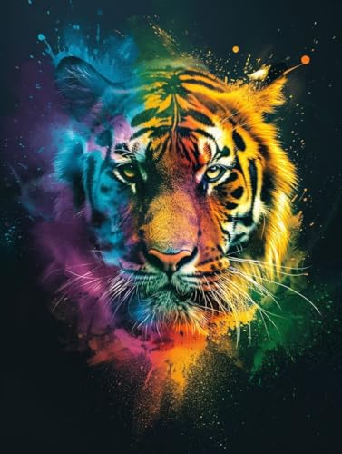 Malen Nach Zahlen Tiger Malen Nach Zahlen Erwachsene Tier Paint by Numbers Mit 3 - Pinseln und Acrylfarbe Farbe Leinwand Kreativ Set für Erwachsene Kinder Geschenke und Home Haus Deko 100x135cm -r91 von Waxonle