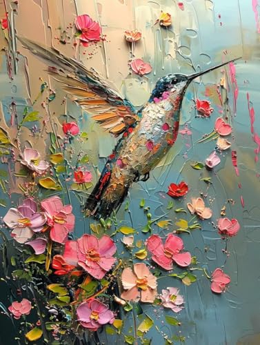 Malen Nach Zahlen Vogel Malen Nach Zahlen Erwachsene Blume Paint by Numbers Mit 3 - Pinseln und Acrylfarbe Farbe Leinwand Kreativ Set für Erwachsene Kinder Geschenke und Home Haus Deko 50x65cm -r744 von Waxonle