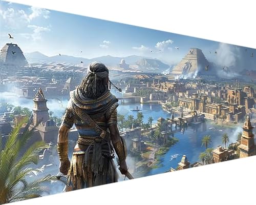 Malen Nach Zahlen äGypten, Malen Nach Zahlen Erwachsene Pyramide Acrylmalerei Set, DIY Rahmenlos Malen Nach Zahlen Kinder ab 10 Jahre Mädchen Kunsthandwerk Geschenk für Wand Zimmer Deko 30x60cm X-1 von Waxonle