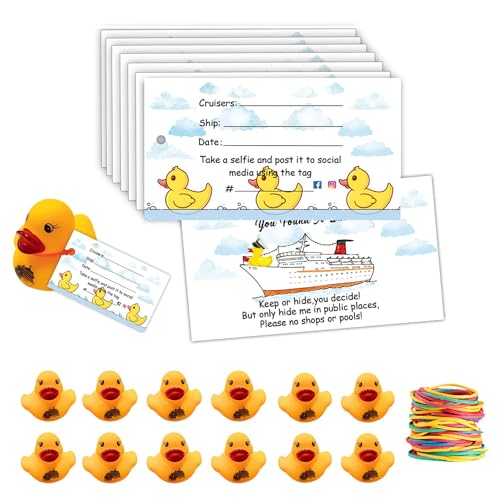 Entenanhänger für Kreuzfahrten, Ducking Game Card, 20 Cruising-Tags, 20 gelbe Gummienten, Cruising-Enten zum Verstecken mit Etiketten, mit Loch und Gummibändern Entenanhänger für Kreuzfahrten, Ducking Game Card, 20 Cruising-Tags, 20 gelbe Gummienten, Cruising-Enten zum Verstecken mit Etiketten, mit Loch und Gummibändern von Waxvery