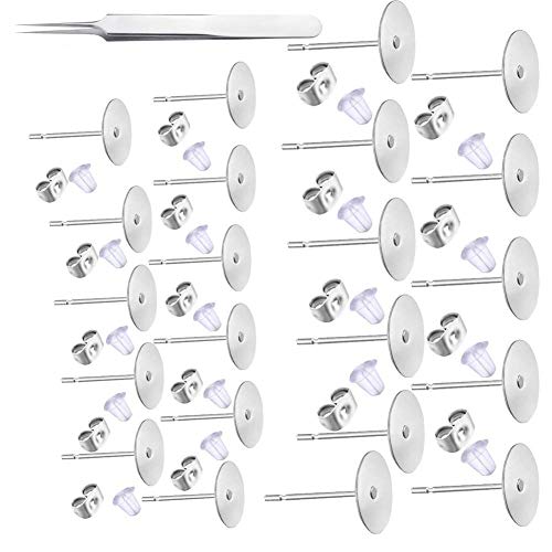 Hypoallergene Edelstahl-Ohrstecker, flach, unbeschriftet, mit 200 Paar Schmetterlings-Ohrring-Verschlüssen, 200 Paar Silikon-Ohrring-Verschlüsse für Schmuckherstellung 200 Pairs 5 MM silber Hypoallergene Edelstahl-Ohrstecker, flach, unbeschriftet, mit 200 Paar Schmetterlings-Ohrring-Verschlüssen, 200 Paar Silikon-Ohrring-Verschlüsse für Schmuckherstellung 200 Pairs 5 MM silber von Waybas