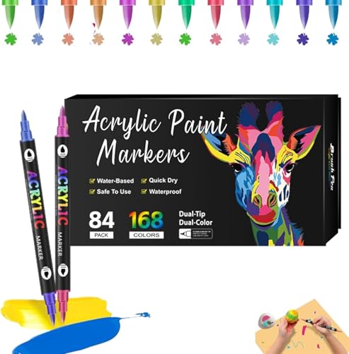 Waycin Beyonddraw Acrylstift-Marker mit Doppelspitze, 24/48/72/96/120/168 Farben, Beyond Draw Paint Pen Marker für Steinmalerei, Keramik, Holz, Leinwand, Kunststoff, DIY Handwerk (84 Stück, 168 Farben Waycin Beyonddraw Acrylstift-Marker mit Doppelspitze, 24/48/72/96/120/168 Farben, Beyond Draw Paint Pen Marker für Steinmalerei, Keramik, Holz, Leinwand, Kunststoff, DIY Handwerk (84 Stück, 168 Farben von Waycin