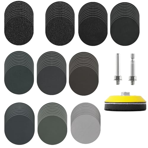100 Stück 75 mm Nass- und Trockenschleifscheiben, Haken und Schlaufe, Siliziumkarbid-Schleifscheiben, Schleifpapier-Set, Körnung 60, Körnung 300 von Waycreat