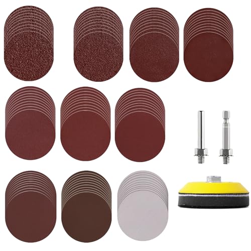 100 Stück 75 mm Schleifscheiben, Haken- und Schlaufen-Sortiment, Exzenterschleifer-Pads für Bohrmaschine, Drehwerkzeug, 6,35 mm Schaft von Waycreat