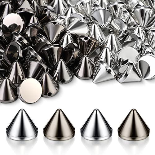 200 Stück Spike Studs Bead Bullet Cone Sew On, Glue On, Sewing Bracelets (Schwarz, Silber) von Waydress