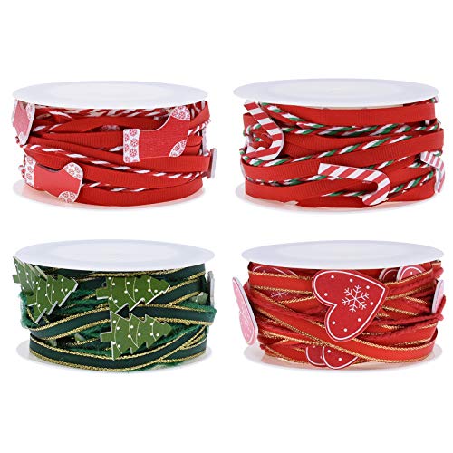 2 Rollen / 4 Rollen Weihnachtsband aus Polyester mit Herzmotiv 2 Rollen / 4 Rollen Weihnachtsband aus Polyester mit Herzmotiv von Wayfadacc