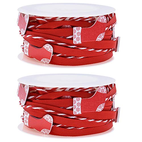 2 Rollen / 4 Rollen Weihnachtsband aus Polyester mit Herzmotiv 2 Rollen / 4 Rollen Weihnachtsband aus Polyester mit Herzmotiv von Wayfadacc