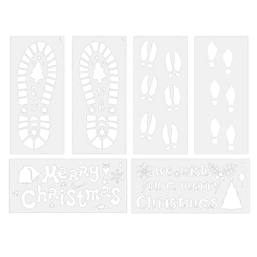 6 Stück hohle Fußabdruck-Malvorlage Weihnachten Thema Design Weihnachten Graffiti Schablone für Decorati von Wayfadacc
