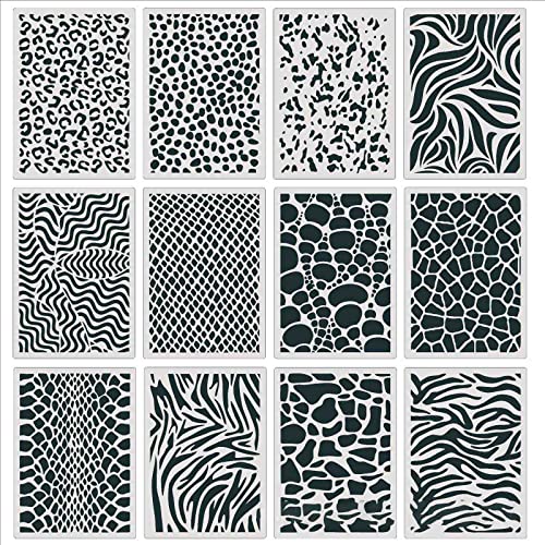 Multifunktionale Malschablonen, Tierdruck, flexibel, für Möbel, Wand, Boden, Stoff, Kunstprojekt, 12 Stück von Wayfadacc