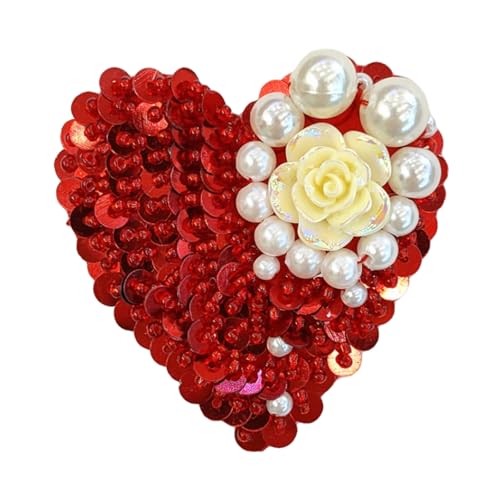 Stoffapplikation in Herzform, Pailletten, zum Aufnähen, für Hochzeit/Abendkleid, Kleidung, Modeprojekte, Rot Stoffapplikation in Herzform, Pailletten, zum Aufnähen, für Hochzeit/Abendkleid, Kleidung, Modeprojekte, Rot von Wayfadacc