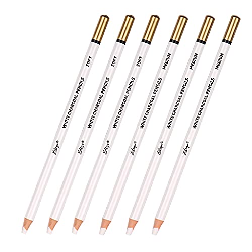 Wayfadacc Weißes Kohlestifte, Skizzieren, Zeichnen, Set 6 Stück, ideal für Anfänger, Künstler, Zeichnen, Skizzieren, Schattieren, Blen von Wayfadacc