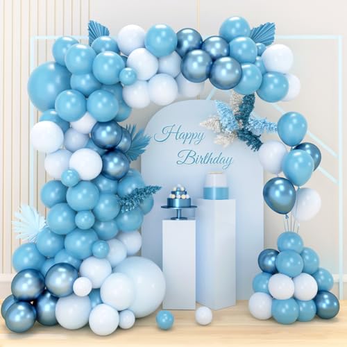 Luftballon Girlande Blau, 84Pcs Ballons Girlande Blau mit Luftballons Metallic Blau Macarons Blau, Blaue Luftballons Geburtstag für Babyparty Deko Jungen, Hochzeit, Baby Shower, Taufe Deko, Absolvent von Wayfun