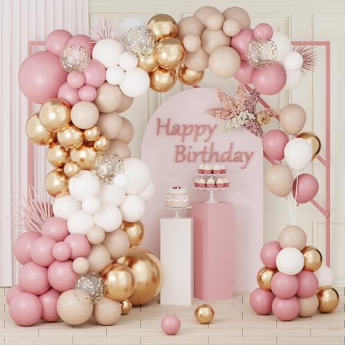 Luftballon Girlande Rosa Gold, 103 Retro Rosa Weiße Goldene Luftballons Geburtstag Set mit Ballons Konfetti, Pastell Pink Ballongirlande für Mädchen Geburtstag Babyparty Hochzeit Verlobung Party Deko Luftballon Girlande Rosa Gold, 103 Retro Rosa Weiße Goldene Luftballons Geburtstag Set mit Ballons Konfetti, Pastell Pink Ballongirlande für Mädchen Geburtstag Babyparty Hochzeit Verlobung Party Deko von Wayfun