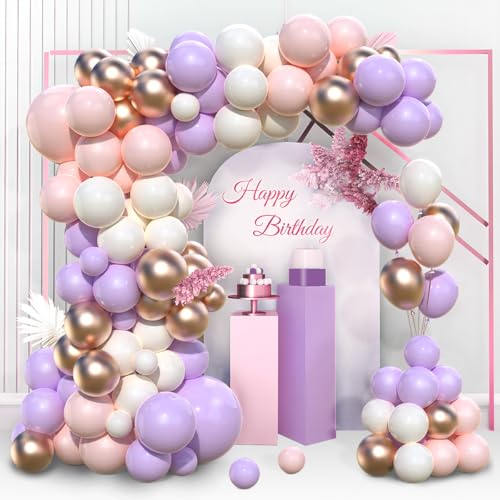 Luftballon Girlande Rosa Lila, 97pcs Pastell Lila Rosa Ballongirlande Set mit Violett Rosa SandWeiße Gold Ballon für Geburtstagsdeko Mädchen Baby Shower Babyparty Hochzeit Brautparty Partydekorationen Luftballon Girlande Rosa Lila, 97pcs Pastell Lila Rosa Ballongirlande Set mit Violett Rosa SandWeiße Gold Ballon für Geburtstagsdeko Mädchen Baby Shower Babyparty Hochzeit Brautparty Partydekorationen von Wayfun