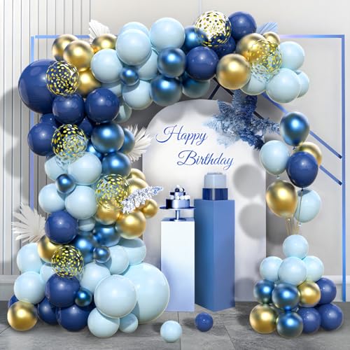 Luftballons Geburtstag Blau Gold, 97 Stück Luftballon Girlande Blau Gold mit Konfetti Ballons, Luftballons Blau Set für Geburtstagsdeko Mann Junge babyparty, Hochzeit Party Deko Baby Shower Taufe Deko Luftballons Geburtstag Blau Gold, 97 Stück Luftballon Girlande Blau Gold mit Konfetti Ballons, Luftballons Blau Set für Geburtstagsdeko Mann Junge babyparty, Hochzeit Party Deko Baby Shower Taufe Deko von Wayfun