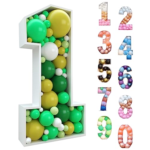 3FT Ballons Mosaik Nummer 1 Geburtstags Party Dekoration,Karton Zahlen Ständer Mosaik Luftballons Rahmen für Jungen Mädchen Geburtstags Party Hintergrund,Babyparty,Jubiläum,1st Genburtstag Feier von Wayfun