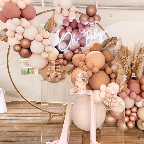 Ballon Girlande Rosa, Retro Rosa Luftballon Girlande Set, Blush Nude Aprikose Roségold Pfirsich Ballongirlande Balloons Deko für Mädchen Geburtstag,Babyparty,Verlobung,Hochzeit,Boho Party Dekoration von Wayfun