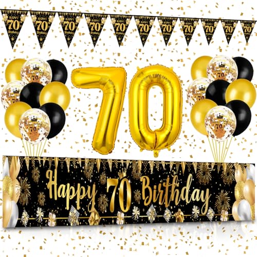 70 Geburtstag Deko, Waylipun Schwarz Gold 70 Happy Birthday Banner, Luftballons 70 Geburtstag Wimpel Girlande, Deko 70. Geburtstag Hintergrund Ballons für Männer Frauen Party Deko 70 Geburtstag Deko, Waylipun Schwarz Gold 70 Happy Birthday Banner, Luftballons 70 Geburtstag Wimpel Girlande, Deko 70. Geburtstag Hintergrund Ballons für Männer Frauen Party Deko von Waylipun
