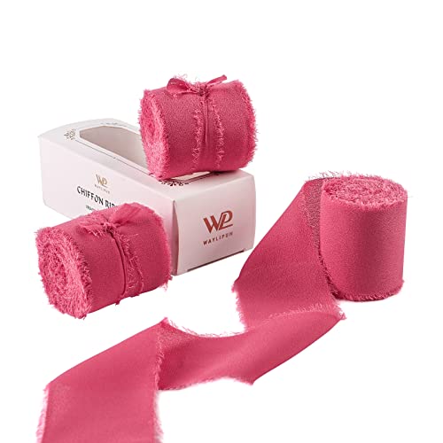 Waylipun 3 Rollen 5cm x 6.4M Geschenkband Schleifenband, Hochzeit Festival Bänder, Chiffonband Dekoband zum Verpacken von Geschenken, Blumensträuße, Hochzeitseinladung, DIY Handwerk - Rosenrosa Waylipun 3 Rollen 5cm x 6.4M Geschenkband Schleifenband, Hochzeit Festival Bänder, Chiffonband Dekoband zum Verpacken von Geschenken, Blumensträuße, Hochzeitseinladung, DIY Handwerk - Rosenrosa von Waylipun