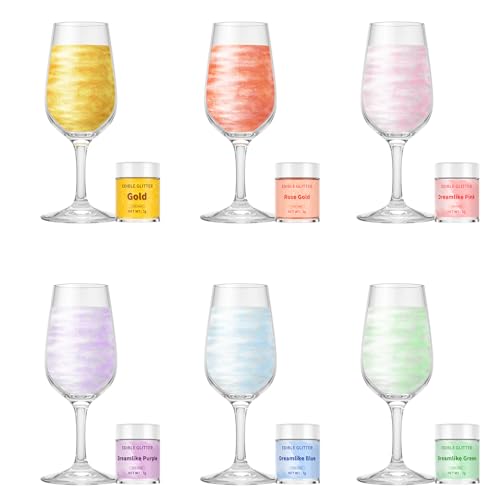 Waysroma Essbarer Glitzer für Getränke 6 Farben, Lebensmittel Glitzer set Geschmacklos Glitzer Getränke für Cocktails, Likör, Sekt, Wein, Ostern Champagner, Kuchen (3g/Flasche) von Waysroma