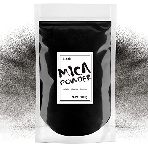 Waysroma Epoxidharz Farbe 100g, Schwarz Mica Pulver Natur Metallic Epoxidharz Pigment für Kunsthandwerk, Farbe, Seife, Badebomben, Schleim, Kerzen, Schmuck, Kosmetik, Nagelkunst von Waysroma