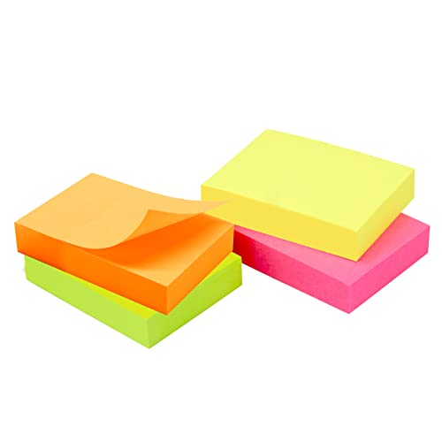WAYTEX Haftnotizen, selbstklebend, Neonfarben, 4 Blöcke à 100 Blatt, 3,75 x 5 cm, vertikal, 400 Stück von Waytex
